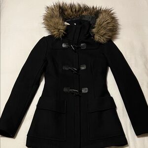 Soia & Kyo Black jacket with removable Faux Fur Hood